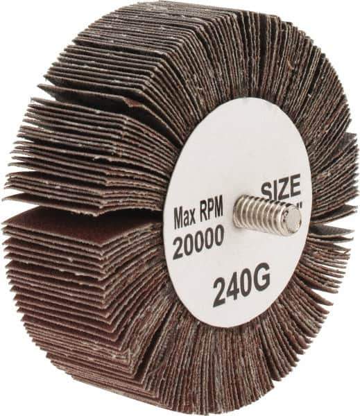 Tru-Maxx - 3" Diam x 1" Face Width, Very Fine Aluminum Oxide Coated Mounted Flap Wheel - 1/4-20 Threaded Mount, 240 Grit, 20,000 Max RPM - Apex Tool & Supply