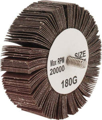 Tru-Maxx - 3" Diam x 1" Face Width, Very Fine Aluminum Oxide Coated Mounted Flap Wheel - 1/4-20 Threaded Mount, 180 Grit, 20,000 Max RPM - Apex Tool & Supply