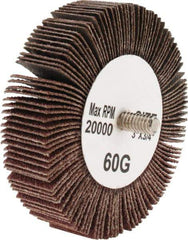 Tru-Maxx - 3" Diam x 3/4" Face Width, Medium Aluminum Oxide Coated Mounted Flap Wheel - 1/4-20 Threaded Mount, 60 Grit, 20,000 Max RPM - Apex Tool & Supply