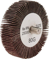 Tru-Maxx - 2" Diam x 1/2" Face Width, Medium Aluminum Oxide Coated Mounted Flap Wheel - 1/4-20 Threaded Mount, 80 Grit, 25,000 Max RPM - Apex Tool & Supply