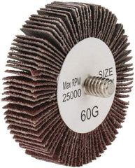 Tru-Maxx - 2" Diam x 1/2" Face Width, Medium Aluminum Oxide Coated Mounted Flap Wheel - 1/4-20 Threaded Mount, 60 Grit, 25,000 Max RPM - Apex Tool & Supply