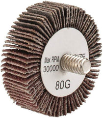Tru-Maxx - 1-1/2" Diam x 1/2" Face Width, Medium Aluminum Oxide Coated Mounted Flap Wheel - 1/4-20 Threaded Mount, 80 Grit, 30,000 Max RPM - Apex Tool & Supply
