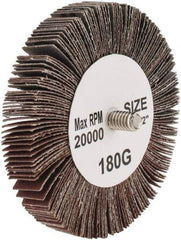 Tru-Maxx - 3" Diam x 1/2" Face Width, Very Fine Aluminum Oxide Coated Mounted Flap Wheel - 1/4-20 Threaded Mount, 180 Grit, 20,000 Max RPM - Apex Tool & Supply