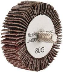 Tru-Maxx - 1-5/8" Diam x 1/2" Face Width, Medium Aluminum Oxide Coated Mounted Flap Wheel - 1/4-20 Threaded Mount, 80 Grit, 25,000 Max RPM - Apex Tool & Supply