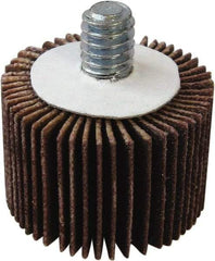 Tru-Maxx - 1-1/2" Diam x 1" Face Width, Fine Aluminum Oxide Coated Mounted Flap Wheel - 1/4-20 Threaded Mount, 120 Grit, 30,000 Max RPM - Apex Tool & Supply