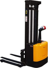 Vestil - 2,000 Lb Capacity, 118" Lift Height, Battery Powered Stacker - 2-1/8" Lowered Height, 42" Fork Length, 58" Overall Width - Apex Tool & Supply