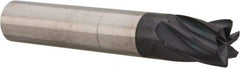 Accupro - 3/8", 1" LOC, 3/8" Shank Diam, 4" OAL, 6 Flute, Solid Carbide Square End Mill - Single End, AlTiN Finish, Spiral Flute, 25° Helix, Centercutting, Right Hand Cut, Right Hand Flute - Apex Tool & Supply