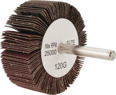 Tru-Maxx - 2-1/2" Diam x 1" Face Width, Fine Aluminum Oxide Coated Mounted Flap Wheel - 1/4" Shank Mount, 120 Grit, 25,000 Max RPM - Apex Tool & Supply