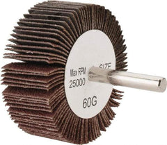 Tru-Maxx - 2-1/2" Diam x 1" Face Width, Medium Aluminum Oxide Coated Mounted Flap Wheel - 1/4" Shank Mount, 60 Grit, 25,000 Max RPM - Apex Tool & Supply