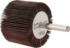 Tru-Maxx - 2" Diam x 1-1/2" Face Width, Fine Aluminum Oxide Coated Mounted Flap Wheel - 1/4" Shank Mount, 120 Grit, 25,000 Max RPM - Apex Tool & Supply