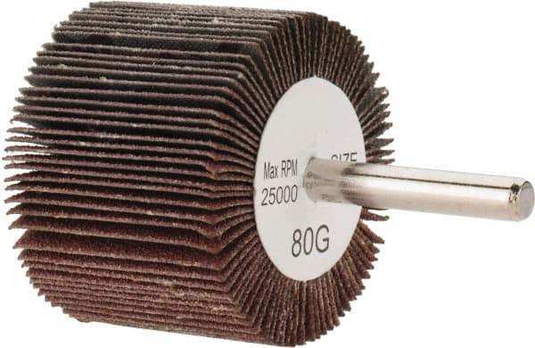 Tru-Maxx - 2" Diam x 1-1/2" Face Width, Medium Aluminum Oxide Coated Mounted Flap Wheel - 1/4" Shank Mount, 80 Grit, 25,000 Max RPM - Apex Tool & Supply