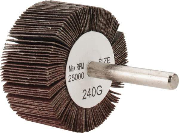 Tru-Maxx - 2" Diam x 1" Face Width, Very Fine Aluminum Oxide Coated Mounted Flap Wheel - 1/4" Shank Mount, 240 Grit, 25,000 Max RPM - Apex Tool & Supply