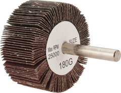 Tru-Maxx - 2" Diam x 1" Face Width, Very Fine Aluminum Oxide Coated Mounted Flap Wheel - 1/4" Shank Mount, 180 Grit, 25,000 Max RPM - Apex Tool & Supply