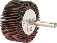 Tru-Maxx - 2" Diam x 1" Face Width, Medium Aluminum Oxide Coated Mounted Flap Wheel - 1/4" Shank Mount, 60 Grit, 25,000 Max RPM - Apex Tool & Supply