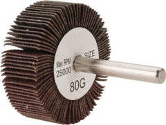 Tru-Maxx - 2" Diam x 3/4" Face Width, Medium Aluminum Oxide Coated Mounted Flap Wheel - 1/4" Shank Mount, 80 Grit, 25,000 Max RPM - Apex Tool & Supply