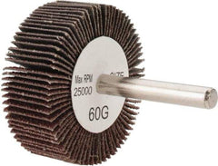 Tru-Maxx - 2" Diam x 3/4" Face Width, Medium Aluminum Oxide Coated Mounted Flap Wheel - 1/4" Shank Mount, 60 Grit, 25,000 Max RPM - Apex Tool & Supply