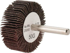 Tru-Maxx - 2" Diam x 3/4" Face Width, Coarse Aluminum Oxide Coated Mounted Flap Wheel - 1/4" Shank Mount, 50 Grit, 25,000 Max RPM - Apex Tool & Supply
