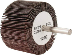 Tru-Maxx - 2-1/2" Diam x 1-1/2" Face Width, Fine Aluminum Oxide Coated Mounted Flap Wheel - 1/4" Shank Mount, 120 Grit, 25,000 Max RPM - Apex Tool & Supply