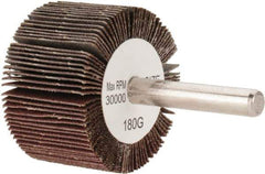 Tru-Maxx - 1-1/2" Diam x 1" Face Width, Very Fine Aluminum Oxide Coated Mounted Flap Wheel - 1/4" Shank Mount, 180 Grit, 30,000 Max RPM - Apex Tool & Supply