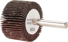 Tru-Maxx - 1-1/2" Diam x 1" Face Width, Medium Aluminum Oxide Coated Mounted Flap Wheel - 1/4" Shank Mount, 60 Grit, 30,000 Max RPM - Apex Tool & Supply