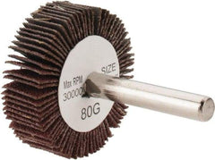 Tru-Maxx - 1-1/2" Diam x 1/2" Face Width, Medium Aluminum Oxide Coated Mounted Flap Wheel - 1/4" Shank Mount, 80 Grit, 30,000 Max RPM - Apex Tool & Supply