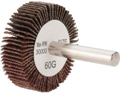 Tru-Maxx - 1-1/2" Diam x 1/2" Face Width, Medium Aluminum Oxide Coated Mounted Flap Wheel - 1/4" Shank Mount, 60 Grit, 30,000 Max RPM - Apex Tool & Supply
