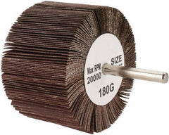 Tru-Maxx - 3" Diam x 2" Face Width, Very Fine Aluminum Oxide Coated Mounted Flap Wheel - 1/4" Shank Mount, 180 Grit, 20,000 Max RPM - Apex Tool & Supply