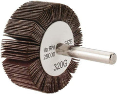 Tru-Maxx - 2" Diam x 3/4" Face Width, Extra Fine Aluminum Oxide Coated Mounted Flap Wheel - 1/4" Shank Mount, 320 Grit, 25,000 Max RPM - Apex Tool & Supply