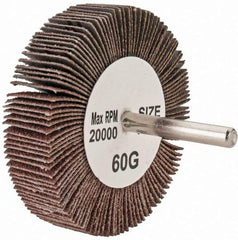 Tru-Maxx - 3" Diam x 3/4" Face Width, Medium Aluminum Oxide Coated Mounted Flap Wheel - 1/4" Shank Mount, 60 Grit, 20,000 Max RPM - Apex Tool & Supply