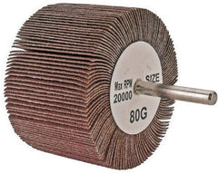 Tru-Maxx - 3" Diam x 2" Face Width, Medium Aluminum Oxide Coated Mounted Flap Wheel - 1/4" Shank Mount, 80 Grit, 20,000 Max RPM - Apex Tool & Supply