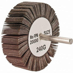 Tru-Maxx - 3" Diam x 1" Face Width, Very Fine Aluminum Oxide Coated Mounted Flap Wheel - 1/4" Shank Mount, 240 Grit, 20,000 Max RPM - Apex Tool & Supply