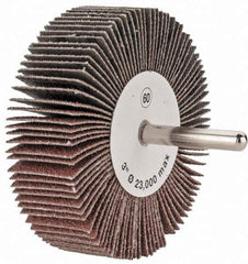 Tru-Maxx - 3" Diam x 1" Face Width, Medium Aluminum Oxide Coated Mounted Flap Wheel - 1/4" Shank Mount, 60 Grit, 20,000 Max RPM - Apex Tool & Supply
