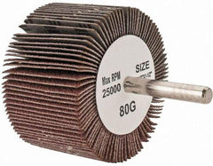 Tru-Maxx - 2-1/2" Diam x 1-1/2" Face Width, Medium Aluminum Oxide Coated Mounted Flap Wheel - 1/4" Shank Mount, 80 Grit, 25,000 Max RPM - Apex Tool & Supply