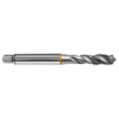 ‎8-32 3FL 2B Cobalt Spiral Flute Semi-Bott Ylw Ring Tap-Bright-40 Degree Helix - Apex Tool & Supply
