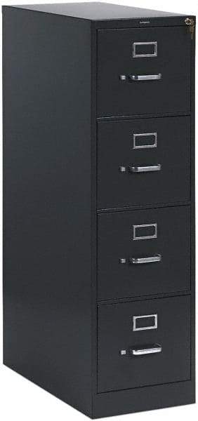 Hon - 15" Wide x 52" High x 26-1/2" Deep, 4 Drawer Vertical File with Lock - Steel, Charcoal - Apex Tool & Supply