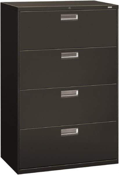 Hon - 36" Wide x 53-1/4" High x 19-1/4" Deep, 4 Drawer Lateral File - Steel, Charcoal - Apex Tool & Supply