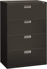 Hon - 36" Wide x 53-1/4" High x 19-1/4" Deep, 4 Drawer Lateral File - Steel, Charcoal - Apex Tool & Supply
