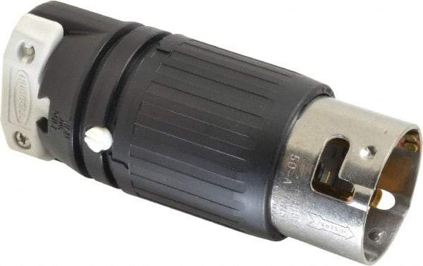 Hubbell Wiring Device-Kellems - 125/250 VAC, 50 Amp, NonNEMA Configuration, Industrial Grade, Self Grounding Plug - 1 Phase, 3 Poles, IP20, 0.83 to 1-1/4 Inch Cord Diameter - Apex Tool & Supply