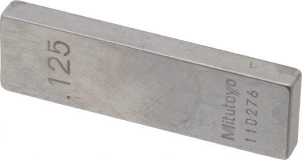 Mitutoyo - 0.125" Rectangular Steel Gage Block - Accuracy Grade 0, Includes Certificate of Inspection - Apex Tool & Supply