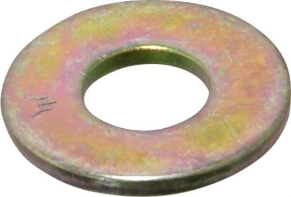 Value Collection - 1/4" Screw, Grade SAE 1035-1050 Alloy Steel USS Flat Washer - 0.307" ID x 0.749" OD, 0.08" Thick, Zinc Yellow Dichromate Finish - Apex Tool & Supply