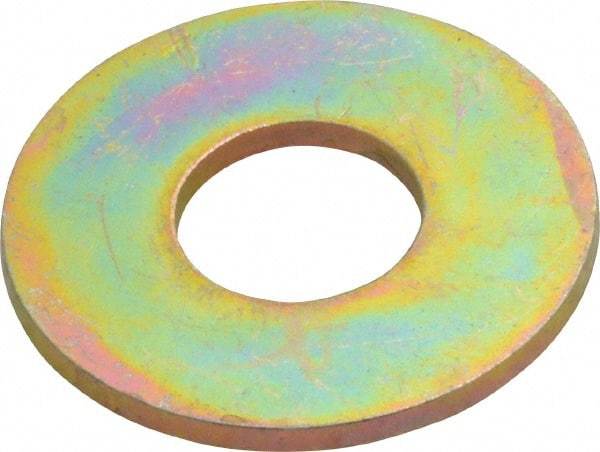 Value Collection - 7/16" Screw, Grade SAE 1035-1050 Alloy Steel USS Flat Washer - 0.495" ID x 1.28" OD, 0.104" Thick, Zinc Yellow Dichromate Finish - Apex Tool & Supply