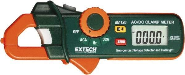 Extech - MA120, CAT II, Digital Average Responding Auto Ranging Clamp Meter with 0.7" Clamp On Jaws - 200 AC/DC Amps, Measures Current, Frequency - Apex Tool & Supply