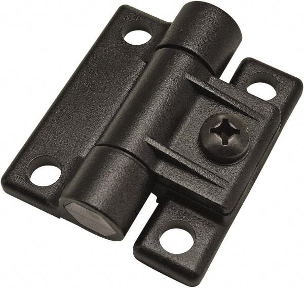 80/20 Inc. - 2-1/4" Long x 2-1/2" Wide x 19.56mm Thick, Adjustable Hinge - Black Acetal, No Finish - Apex Tool & Supply