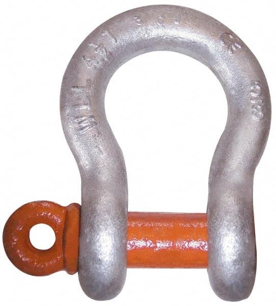 CM - 7/16" Nominal Chain Size, 2 Ton Carbon Steel Screw Anchor Shackle - 19/32" Diam, 1/2" Pin Diam, 3/4" Wide Inside Jaw, 1-1/32" Inside Width - Apex Tool & Supply