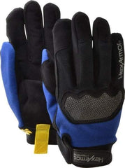 HexArmor - Size M (8), ANSI Cut Lvl A6, Puncture Lvl 3, Synthetic Leather Cut & Puncture Resistant Gloves - Hook & Loop Cuff, Black/Blue, Paired - Apex Tool & Supply
