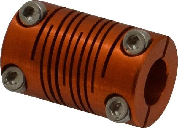 Lovejoy - 5/16" Max Bore Diam, Flexible Clamp Hub Coupling - 0.63" OD, 1" OAL, Anodized Aluminum - Apex Tool & Supply