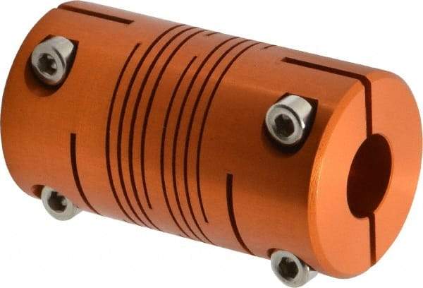 Lovejoy - 1/2" Max Bore Diam, Flexible Clamp Hub Coupling - 1-1/4" OD, 2-1/4" OAL, Anodized Aluminum - Apex Tool & Supply