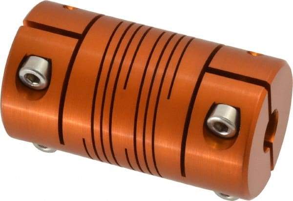 Lovejoy - 5/8" Max Bore Diam, Flexible Clamp Hub Coupling - 1-1/4" OD, 2-1/4" OAL, Anodized Aluminum - Apex Tool & Supply