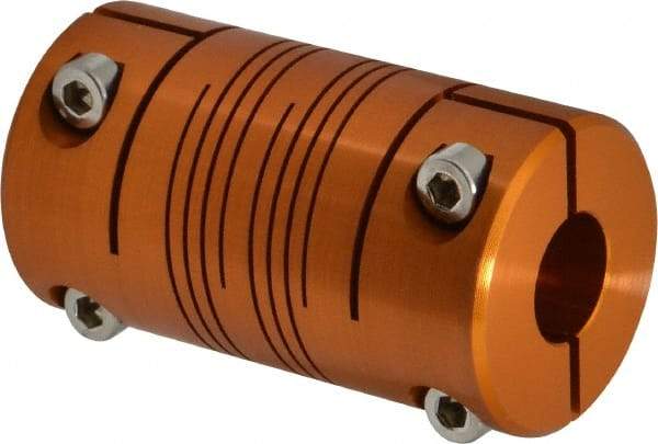 Lovejoy - 1/2" Max Bore Diam, Flexible Clamp Hub Coupling - 1-1/4" OD, 2-1/4" OAL, Anodized Aluminum - Apex Tool & Supply