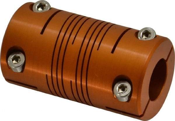 Lovejoy - 5/8" Max Bore Diam, Flexible Clamp Hub Coupling - 1-1/4" OD, 2-1/4" OAL, Anodized Aluminum - Apex Tool & Supply